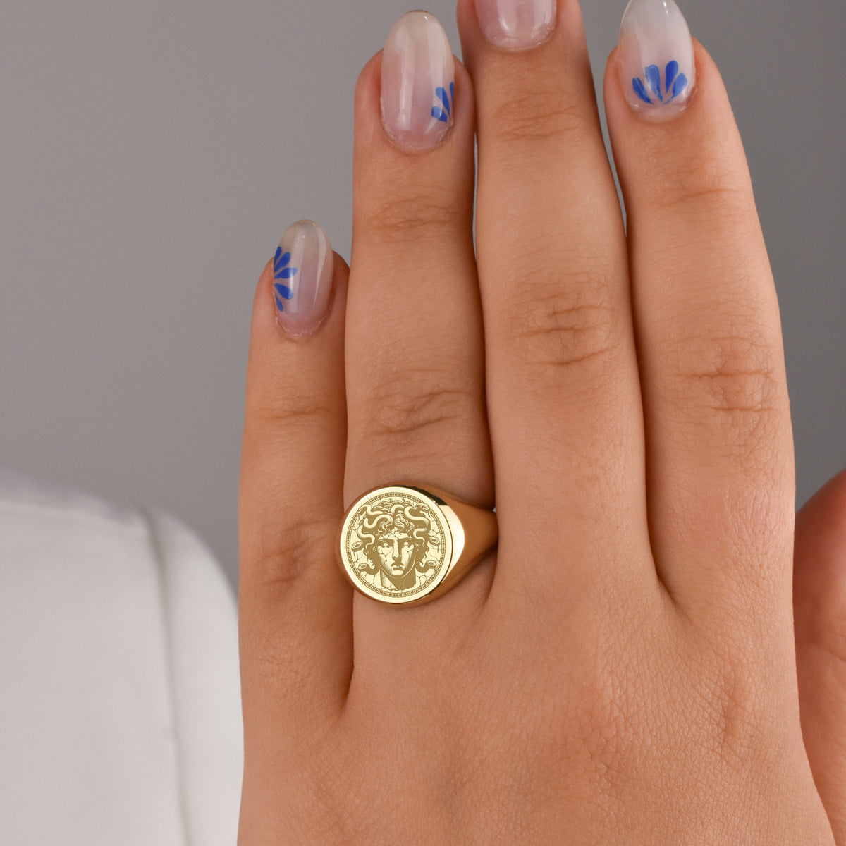 14K Gold Medusa Signet Ring