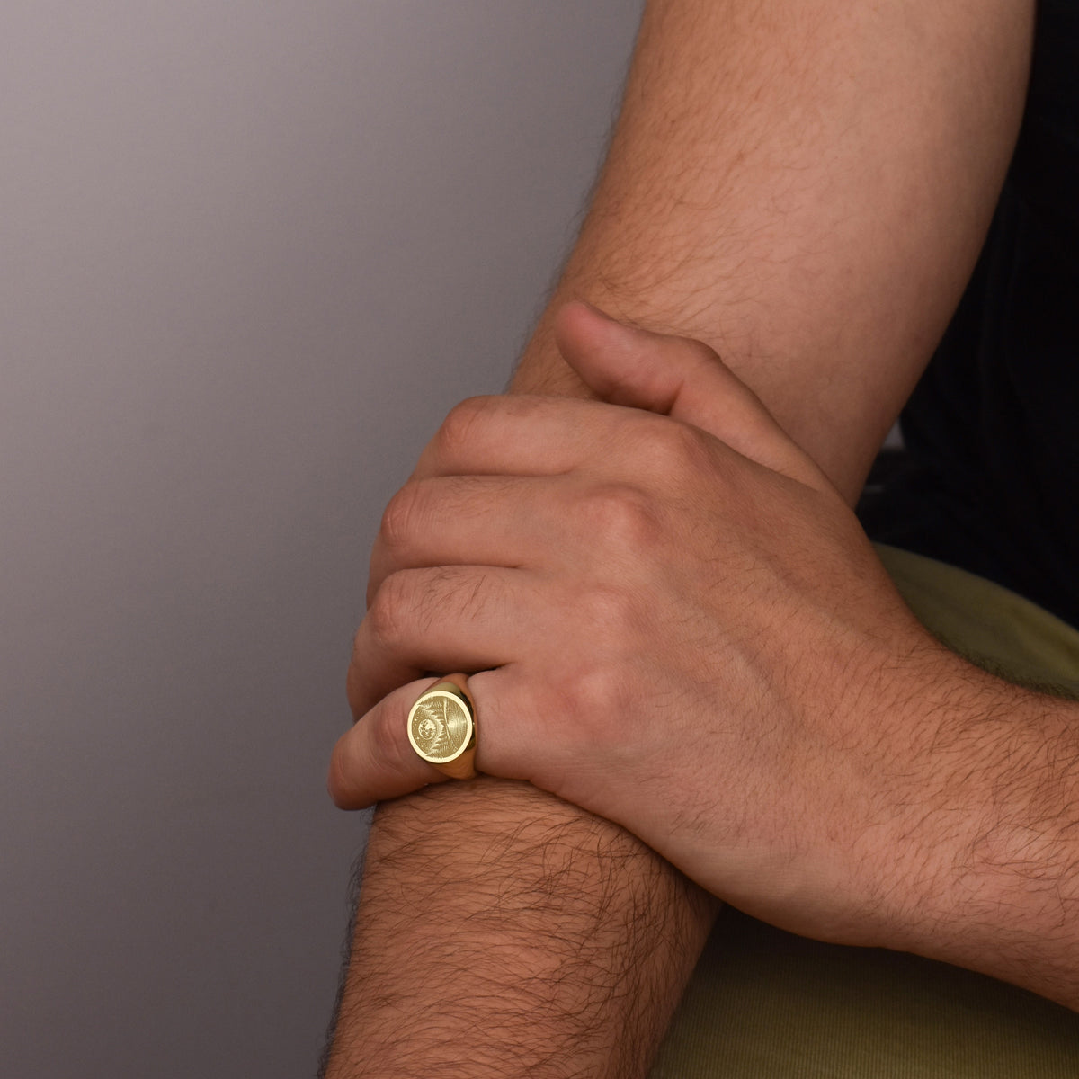 14K Gold Moonlit River Signet Ring