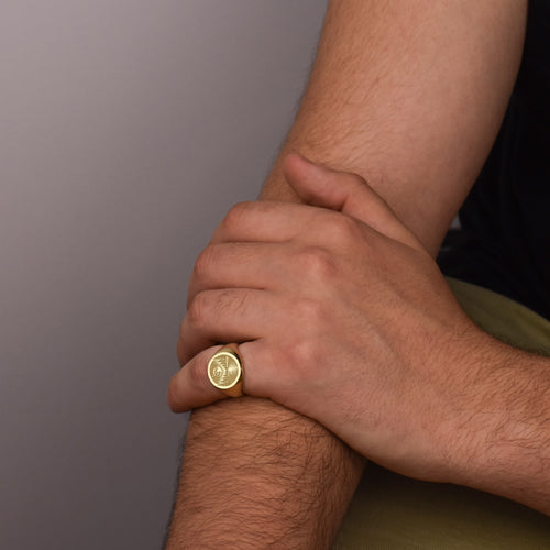 14K Gold Moonlit River Signet Ring
