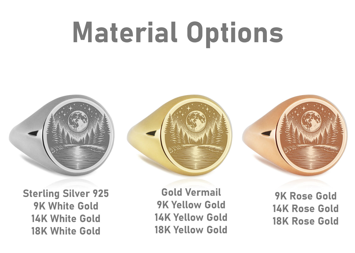 14K Gold Moonlit River Signet Ring
