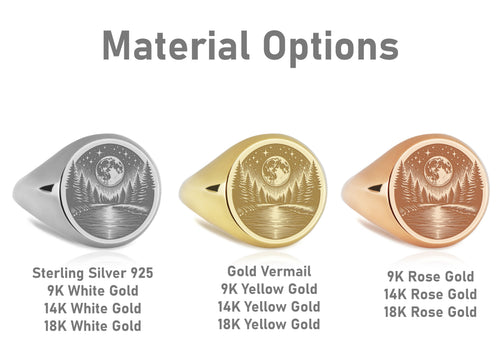 14K Gold Moonlit River Signet Ring