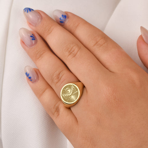 14K Gold Moonlit River Signet Ring