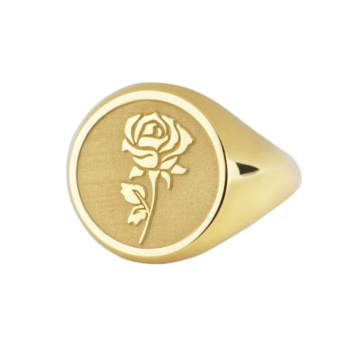14K Gold Rose Signet Ring