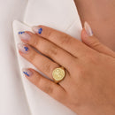 14K Gold Rose Signet Ring