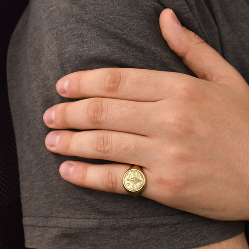 14K Gold Sailboat Signet Ring