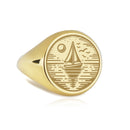 14K Gold Sailboat Signet Ring
