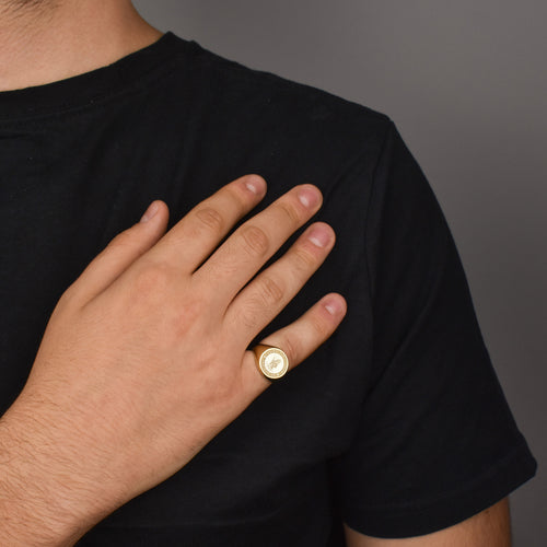 14K Gold Saint Christopher Signet Ring