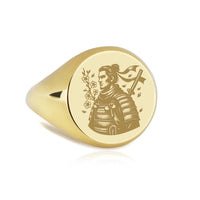 14K Gold Samurai Signet Ring