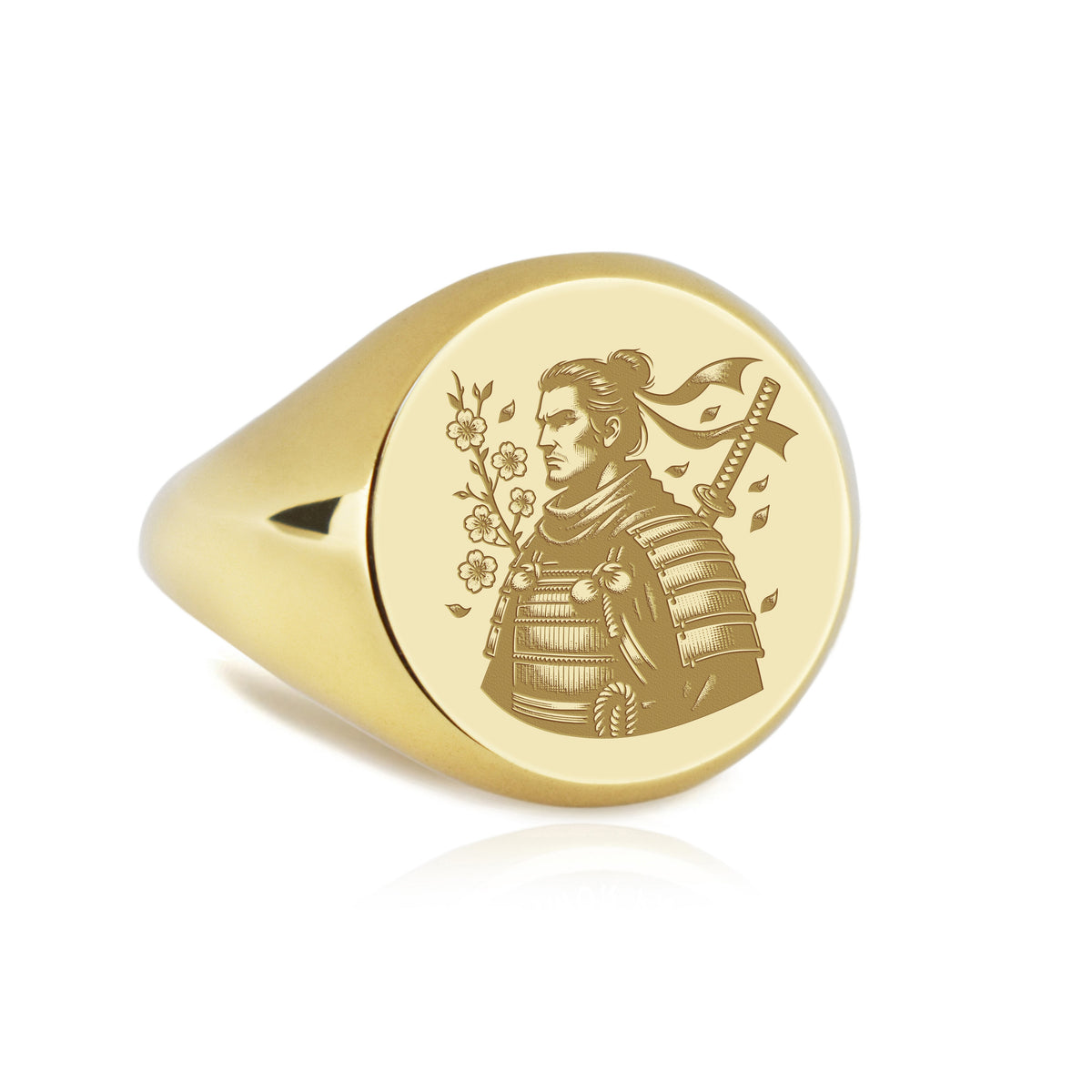 14K Gold Samurai Signet Ring