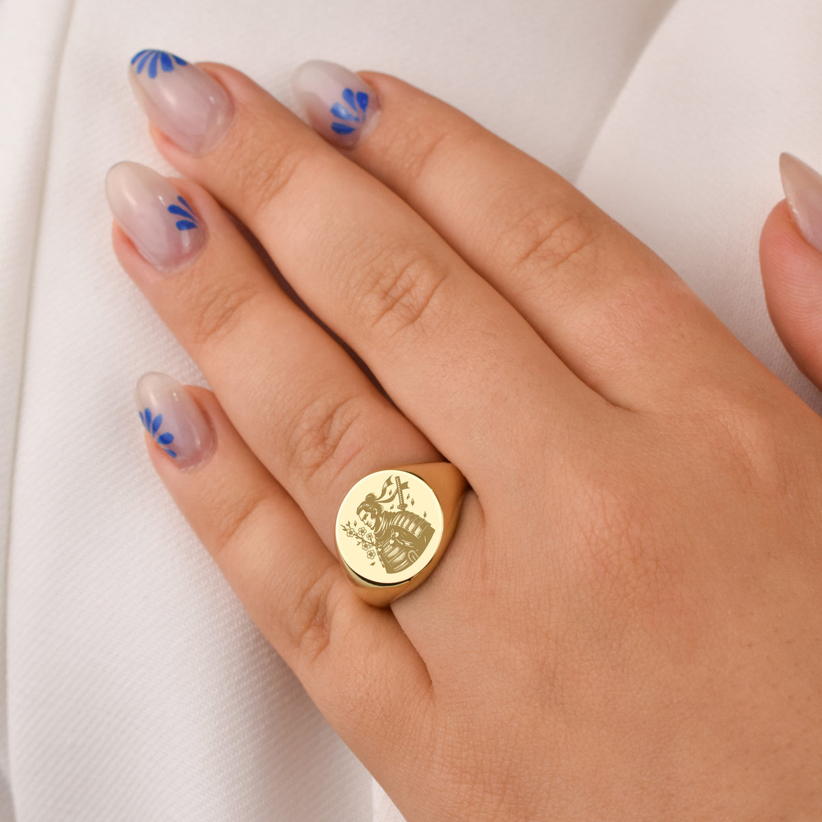 14K Gold Samurai Signet Ring