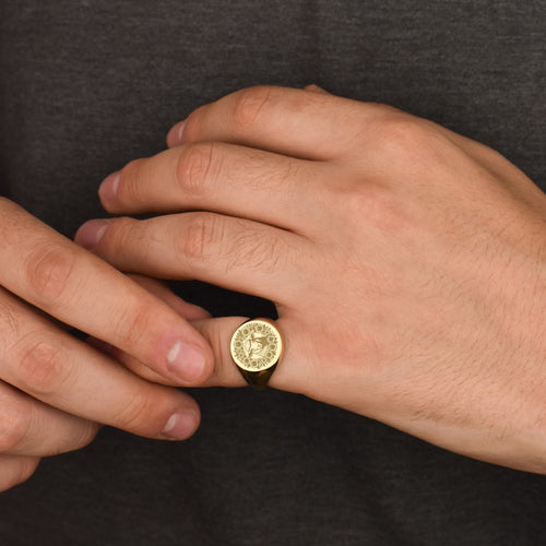 14K Gold Sheep Signet Ring