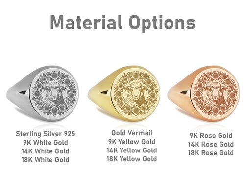 14K Gold Sheep Signet Ring