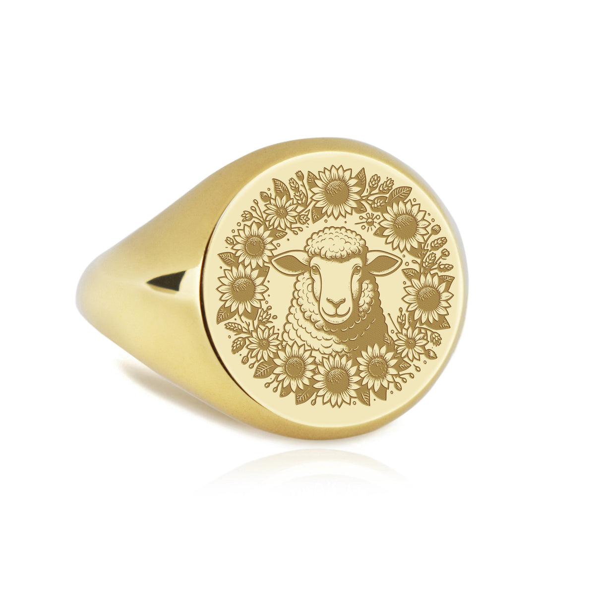 14K Gold Sheep Signet Ring