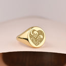 14K Gold Skeleton Lovers Signet Ring