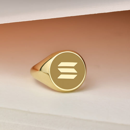 14K Gold Solana SOL Signet Ring