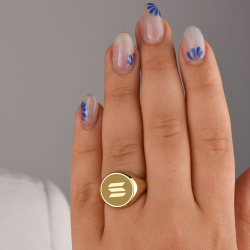 14K Gold Solana SOL Signet Ring