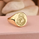 14K Gold Virgin Mary Signet Ring
