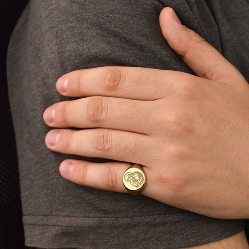 14K Gold Virgin Mary Signet Ring
