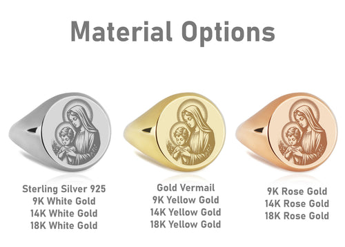 14K Gold Virgin Mary Signet Ring