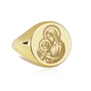 14K Gold Virgin Mary Signet Ring