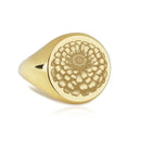 14K Gold Zinnia Flower Signet Ring