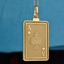 14K Gold Ace of Clubs Pendant Necklace