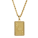 14K Gold Ace of Clubs Pendant Necklace