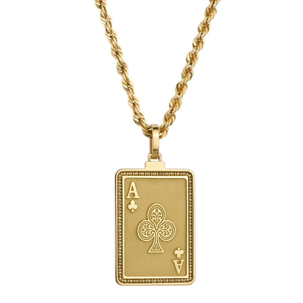 14K Gold Ace of Clubs Pendant Necklace