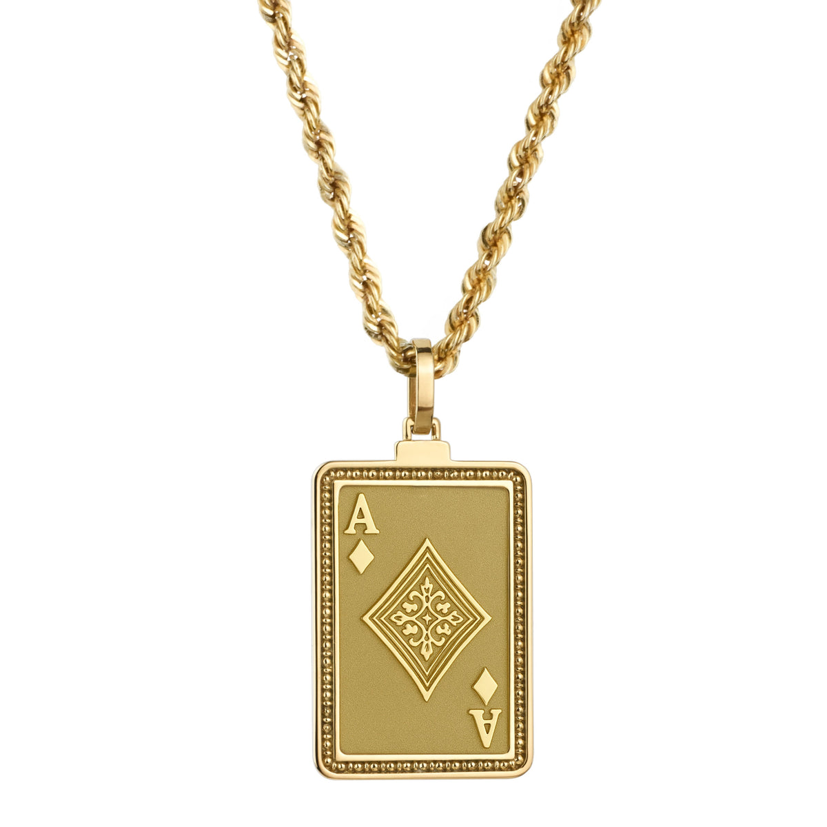 14K Gold Ace of Diamonds Pendant Necklace