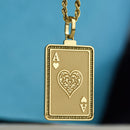 14K Gold Ace of Heart Pendant Necklace