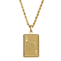 14K Gold Ace of Heart Pendant Necklace