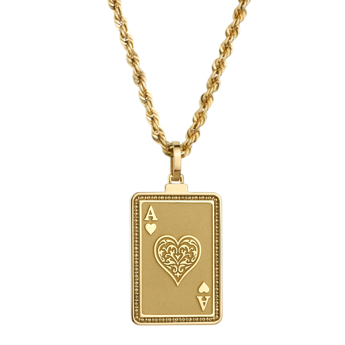 14K Gold Ace of Heart Pendant Necklace
