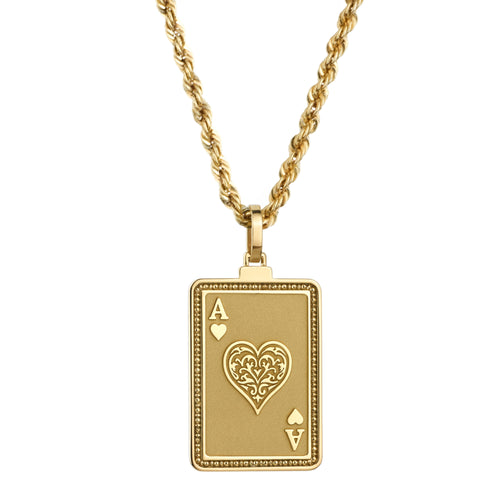 14K Gold Ace of Heart Pendant Necklace