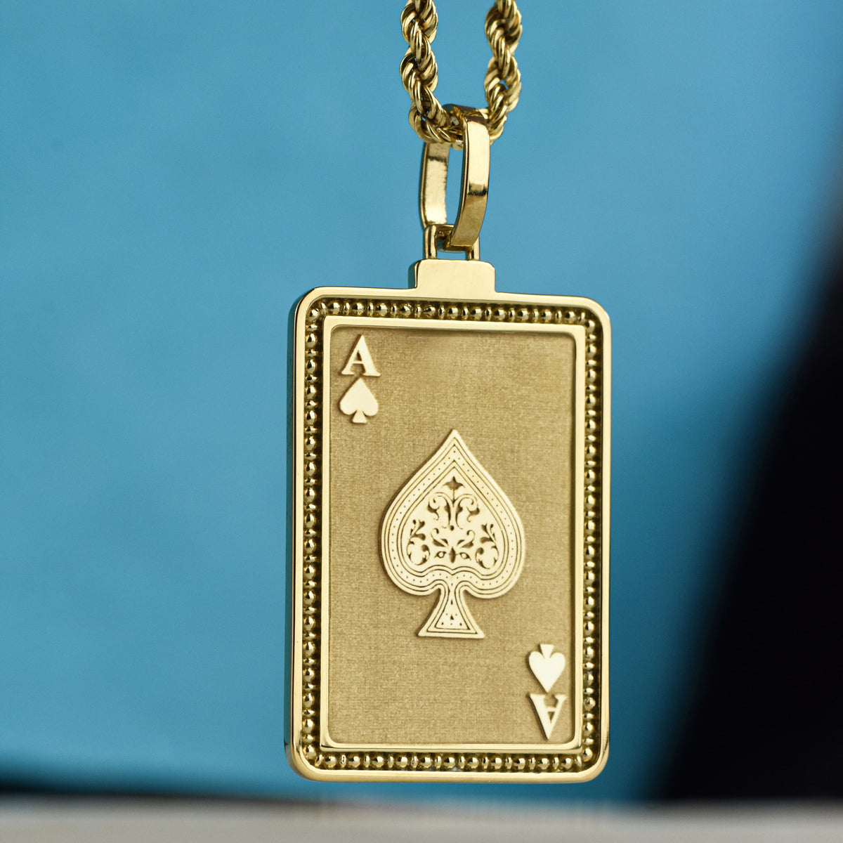 14K Gold Ace of Spades Pendant Necklace
