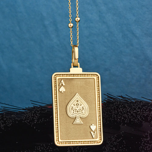 14K Gold Ace of Spades Pendant Necklace