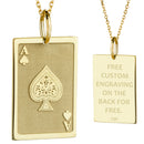 14K Gold Ace of Spades Playing Card Pendant Necklace