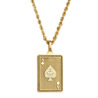 14K Gold Ace of Spades Pendant Necklace