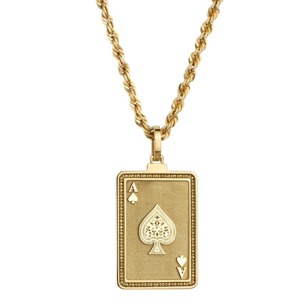 14K Gold Ace of Spades Pendant Necklace