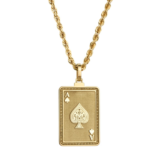 14K Gold Ace of Spades Pendant Necklace