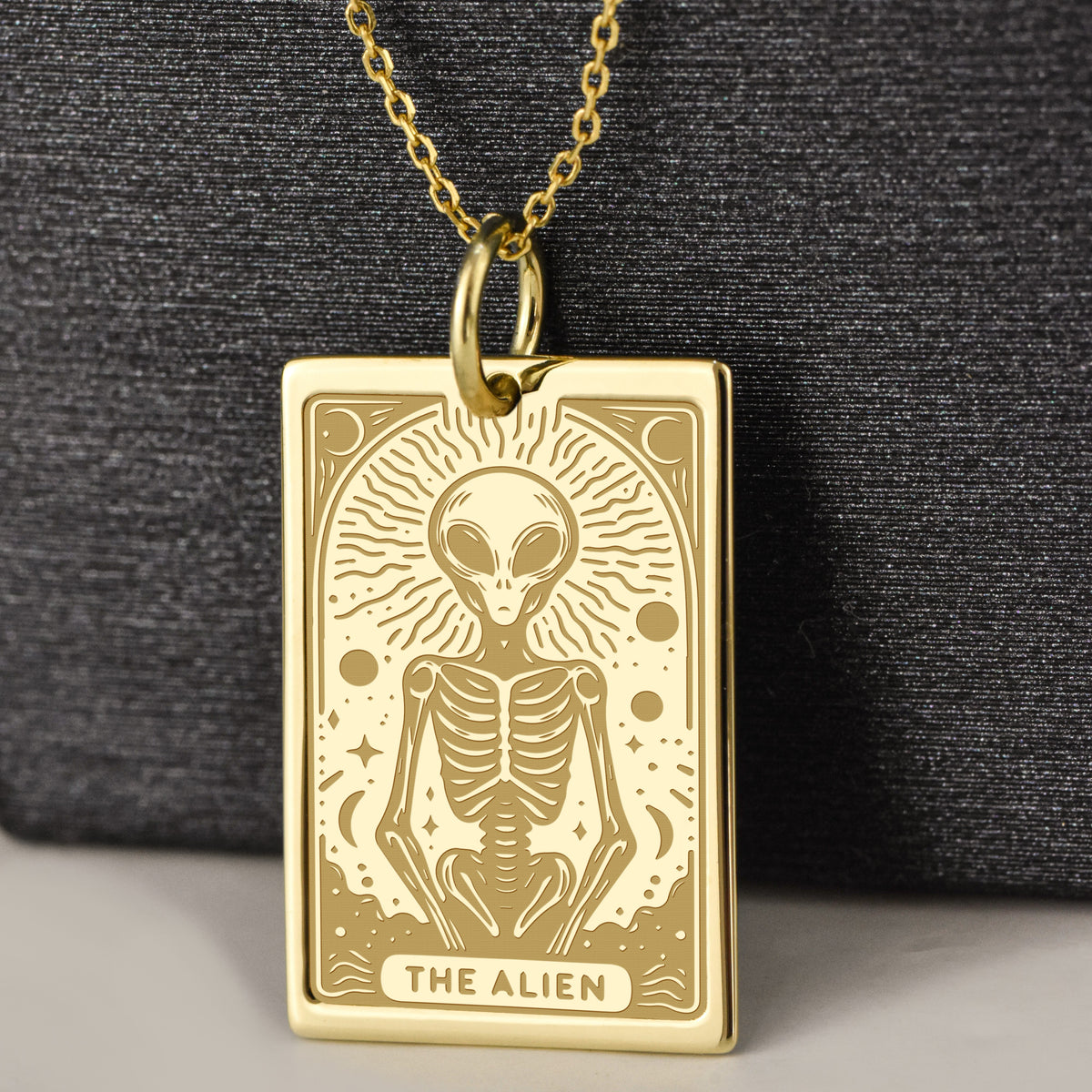 14K Gold Alien Pendant Necklace