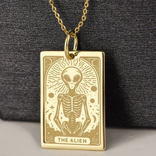 14K Gold Alien Pendant Necklace
