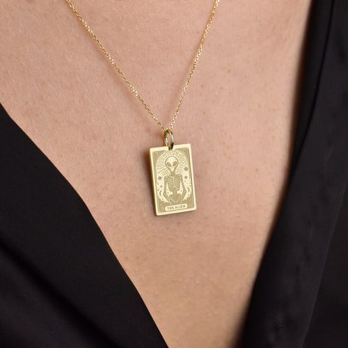 14K Gold Alien Pendant Necklace