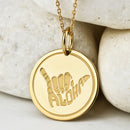 14K Gold Aloha Shaka Hand Pendant Necklace