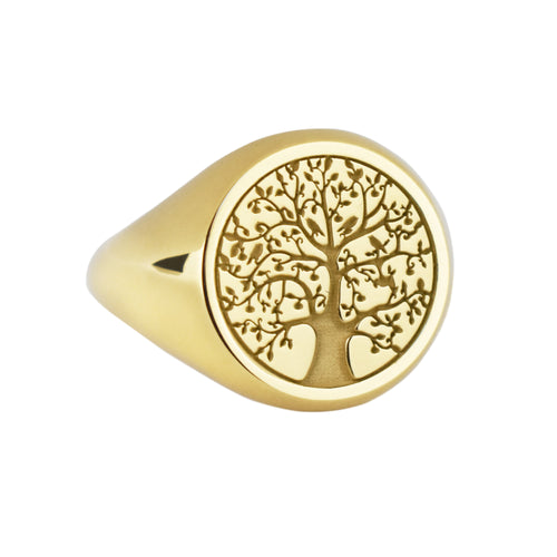 14K Gold Tree of Life Signet Ring