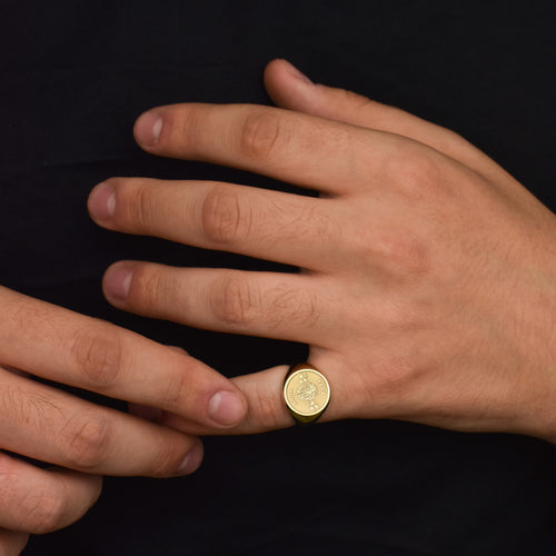 14K Gold Amor Fati Signet Ring
