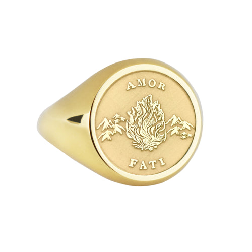 14K Gold Amor Fati Signet Ring