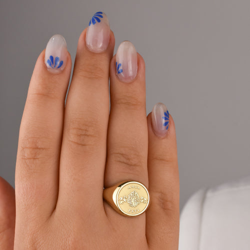 14K Gold Amor Fati Signet Ring