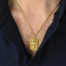 14K Gold Ankh Tag Necklace