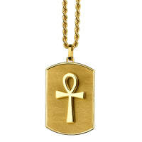 14K Gold Ankh Tag Necklace