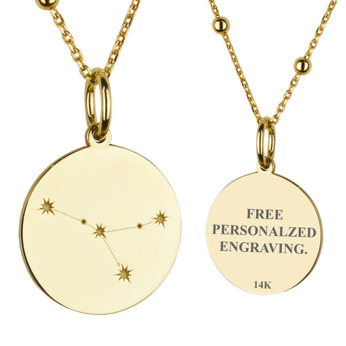 14K Gold Cancer Zodiac Constellation Pendant Necklace